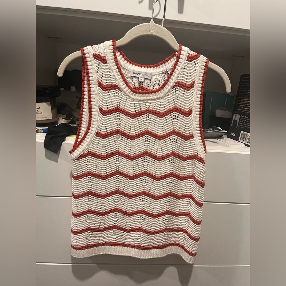 Veronica Beard red/pink/ cream sweater size M